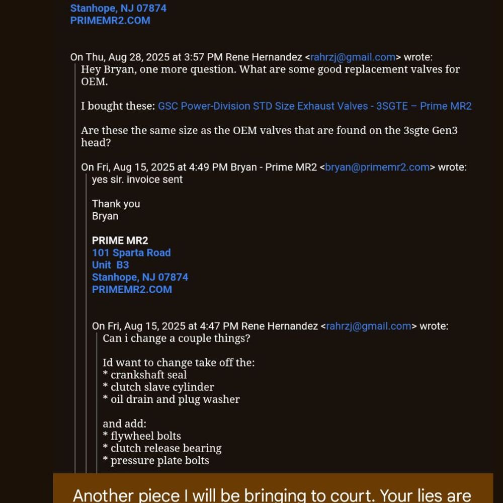 Boston Auto Works - Primemr2 (reputable shop that deals with my engine) confirming those are oem spec valves - Auto Repair Near Me - Malden, Massachusetts
