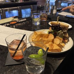 Basil & Tart Cherry Cocktail, club soda and BLT