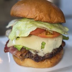The Grill at River City - Bacon avocado Swiss Burger