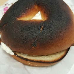 Dunkin' - Just wanted to give a shout out to the Thomaston Dunkin Donuts for this burnt ass bagel, thanks for nothing!