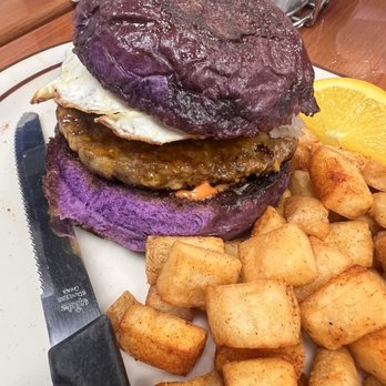 BabyStacks Cafe - Henderson - Ube longanisa breakfast burger and potatoes - Breakfast & Brunch Near Me - Henderson, Nevada BabyStacks Cafe - Henderson - Ube longanisa breakfast burger and potatoes - Breakfast & Brunch Near Me - Henderson, Nevada