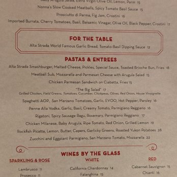Alta Strada - Menu - Italian Near Me - Fairfax, Virginia