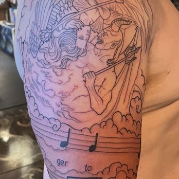 True Grit Tattoo - Johnny Mac - Line work on my second half sleeve - Tattoo Near Me - Albuquerque, New Mexico True Grit Tattoo - Johnny Mac - Line work on my second half sleeve - Tattoo Near Me - Albuquerque, New Mexico