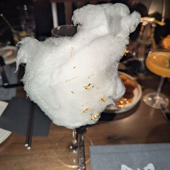 Wolf by Vanderpump at Caesars Republic Lake Tahoe - A cocktail with cotton candy and gold flakes - American Near Me - Stateline, Nevada