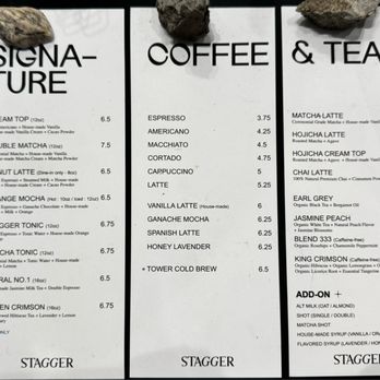 Stagger Coffee - menu - Coffee & Tea Near Me - Los Angeles, California Stagger Coffee - menu - Coffee & Tea Near Me - Los Angeles, California