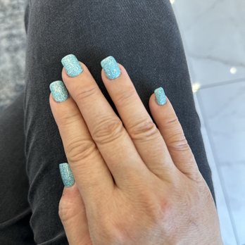 Orange Nails Bar - GelX manicure set in a pretty blue glitter color - Nail Salons Near Me - Orange, California