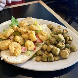 Oak Hill Bar & Grill - Shrimp Po Boy with fried okra