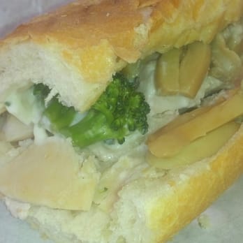 Le Diplomate Cafe - Broccoli, Mushroom, Chicken Sandwich with Garlic Sauce. (Wish it had more broccoli and mushrooms). - Bakeries Near Me - Irvine, California Le Diplomate Cafe - Broccoli, Mushroom, Chicken Sandwich with Garlic Sauce. (Wish it had more broccoli and mushrooms). - Bakeries Near Me - Irvine, California