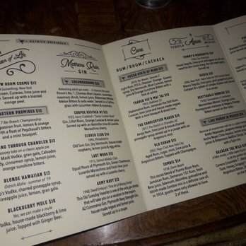 The Ostrich - Part of the drink menu. - Cocktail Bars Near Me - Chandler, Arizona