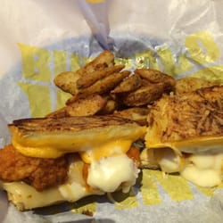Buffalo Wild Wings - Grilled cheese with chicken and potato wedges