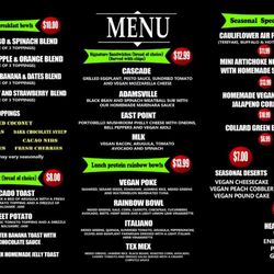 La Vegano - The menu