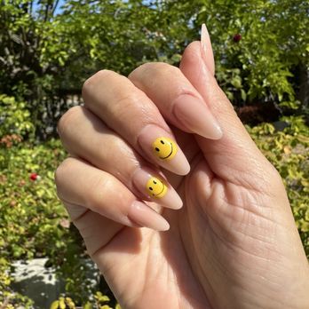 K-Lux Nails - Nude acrylic nails with smiley face nail art :) - Nail Salons Near Me - Pleasant Hill, California K-Lux Nails - Nude acrylic nails with smiley face nail art :) - Nail Salons Near Me - Pleasant Hill, California