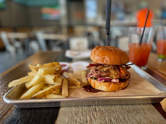 Photo of Shores Bar + Kitchen - San Marcos, CA, US. Weekend special "KFC sando"