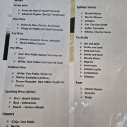menu - solid selection of included wine and drinks! Wish I'd had a little longer there to try more of them!