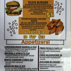 Dud's Bar and Grill - Menu