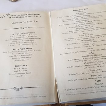 Courtyard Tea Room - UGH. THE MENU IS IN A BOOK. HOW PERFECT IS THIS?! - Tea Rooms Near Me - Boston, Massachusetts Courtyard Tea Room - UGH. THE MENU IS IN A BOOK. HOW PERFECT IS THIS?! - Tea Rooms Near Me - Boston, Massachusetts