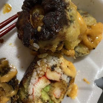 SushiKo - BURNT Tempura (1 of 2 rolls that included tempura). - Sushi Bars Near Me - Peoria, Illinois SushiKo - BURNT Tempura (1 of 2 rolls that included tempura). - Sushi Bars Near Me - Peoria, Illinois