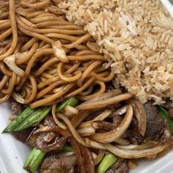 Panda Chef - Mongolian Beef with chow mein and rice