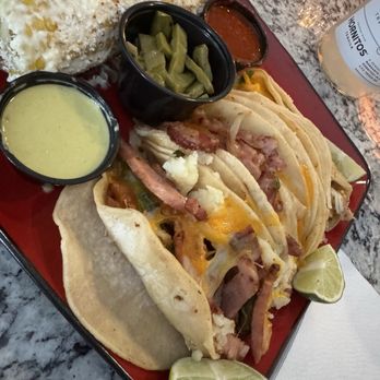 EL Folklore De Mexico - Chuleta Ahumada Folklore and Carnitas Tacos with Mexican Street Corn from El Folklore de Mexico. - Mexican Near Me - Dover, Delaware