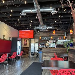 J&R Mexican Food - The view as you enter. Narrow place; Counter is at the back wall.