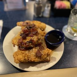 The Waffle Hut - Liege waffle with chicken (comes with bacon chunks and a fabulous maple glaze)