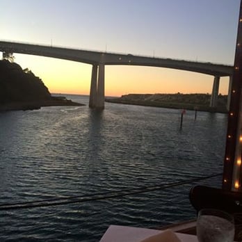 The Wharf - Our view from the table at dusk - Seafood Near Me - Fort Bragg, California