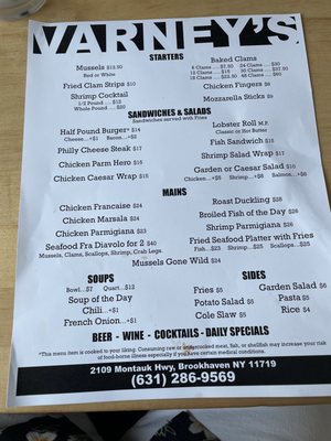 Menu photo 2 Varney's Restaurant Brookhaven, NY