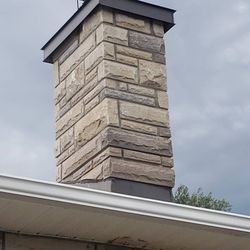 Larabie Masonry - Chimney rebuild with arriscraft stone