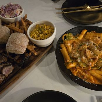 dPlace Steak & Pasta - OC Galbi American Style + Rose tteokbokki with Penne Pasta - Steakhouses Near Me - Fullerton, California
