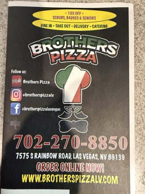 Menu photo 1 Brothers Pizza Las Vegas, NV Menu photo 1 Brothers Pizza Las Vegas, NV
