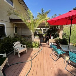 Our old dangerous deck. I was so afraid my elderly Mom might fall.  Our small and low ceiling patio cover.