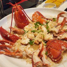 Lobster over garlic glass noodles Lobster over garlic glass noodles