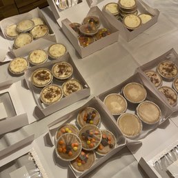 Reese's, coffee, cookie butter, lemon and coconut. Very well packaged and delicious. Reese's, coffee, cookie butter, lemon and coconut. Very well packaged and delicious.