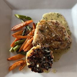 Airline Chicken (the potato cake is really delicious)