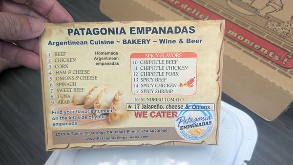 Menu photo 3 Patagonia Empanadas Orange, CA Menu photo 3 Patagonia Empanadas Orange, CA