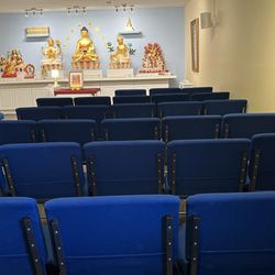Meditation seating space within the gompa at the center.