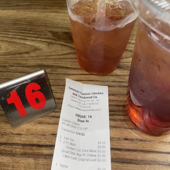 Geneva's Famous Chicken and Cornbread - The sweet tea was good too - Southern Near Me - Savannah, Georgia