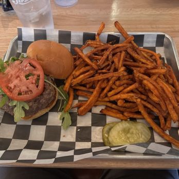 My Sister's Place - Gouda Juicy Lucy with Sweet Potato Fries - American Near Me - Grand Marais, Minnesota My Sister's Place - Gouda Juicy Lucy with Sweet Potato Fries - American Near Me - Grand Marais, Minnesota