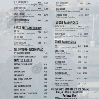 Tutor & Spunky's Deli - Menu posted on the door as of 8/20/20 - Delis Near Me - Dana Point, California