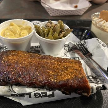 Peg Leg Porker - Dry Rub-Half Rack of Ribs, Mac and cheese, green beans, banana pudding! - Barbeque Near Me - Nashville, Tennessee Peg Leg Porker - Dry Rub-Half Rack of Ribs, Mac and cheese, green beans, banana pudding! - Barbeque Near Me - Nashville, Tennessee