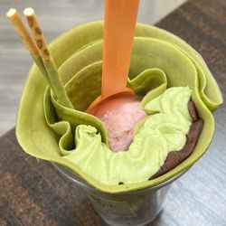 B-Bee Crepe & Boba - Matcha with red bean