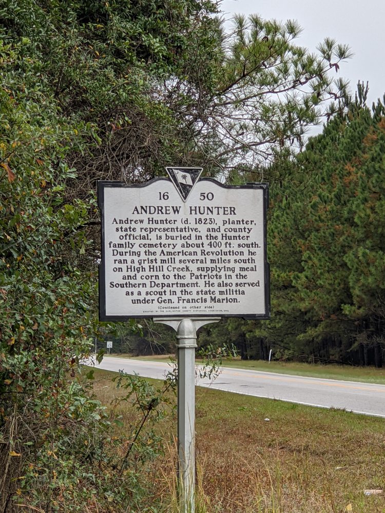 ANDREW HUNTER HISTORICAL MARKER Updated May 2024 1199 E McIver Rd