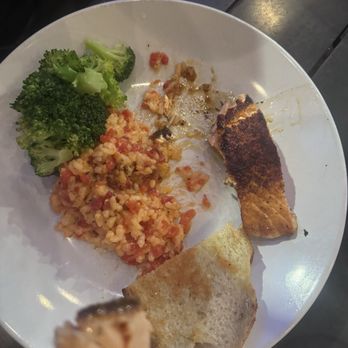Cooper's on 5th - Salmon with red pepper risotto - New American Near Me - West Des Moines, Iowa