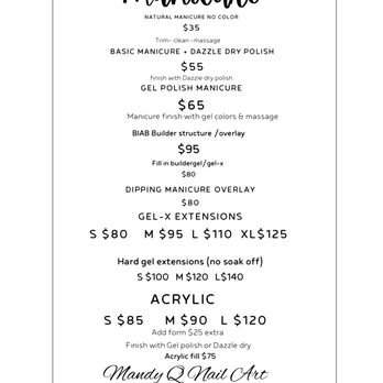 Mandy Q Nails Art - Price list for manicure and extensions nails - Nail Salons Near Me - Carlsbad, California Mandy Q Nails Art - Price list for manicure and extensions nails - Nail Salons Near Me - Carlsbad, California