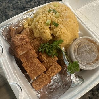Kusina Pilipina - Lechon kawali with java rice - Fish & Chips Near Me - Perris, California Kusina Pilipina - Lechon kawali with java rice - Fish & Chips Near Me - Perris, California