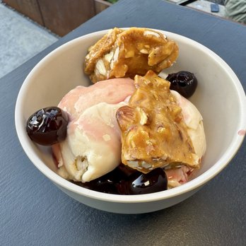 Hudson Valley Brewery - "White Peach Gelato" (topped with sour amarena cherries in syrup and almond brittle) - Breweries Near Me - Beacon, New York
