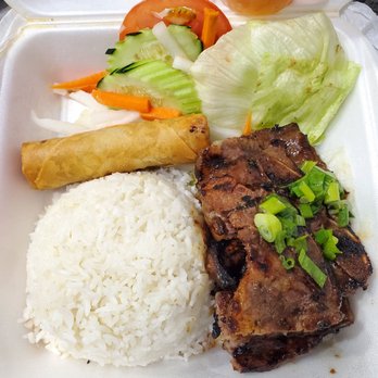 Pho Ever - Grilled Beef, Prawn, Egg Roll Rice Plate (missing the prawns) - Vietnamese Near Me - Bellevue, Washington