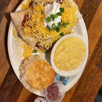 Brother Juniper's - Chorizo Sausage Burrito, Cheese Grits, biscuit - Breakfast & Brunch Near Me - Memphis, Tennessee Brother Juniper's - Chorizo Sausage Burrito, Cheese Grits, biscuit - Breakfast & Brunch Near Me - Memphis, Tennessee