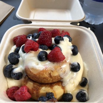 Cinnaholic - Lemon frosting with raspberries and blueberries. It was so delicious. Not overly sweet. Berries were fresh. I definitely recommend. - Desserts Near Me - Atlanta, Georgia Cinnaholic - Lemon frosting with raspberries and blueberries. It was so delicious. Not overly sweet. Berries were fresh. I definitely recommend. - Desserts Near Me - Atlanta, Georgia