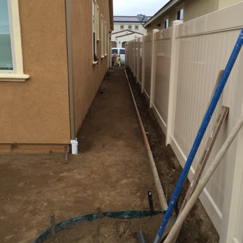 Falcon Hardscapes - Gate side walkway getting ready for concrete. David and his guys connected our rain gutters to the drain system, - General Contractors Near Me - Beaumont, California